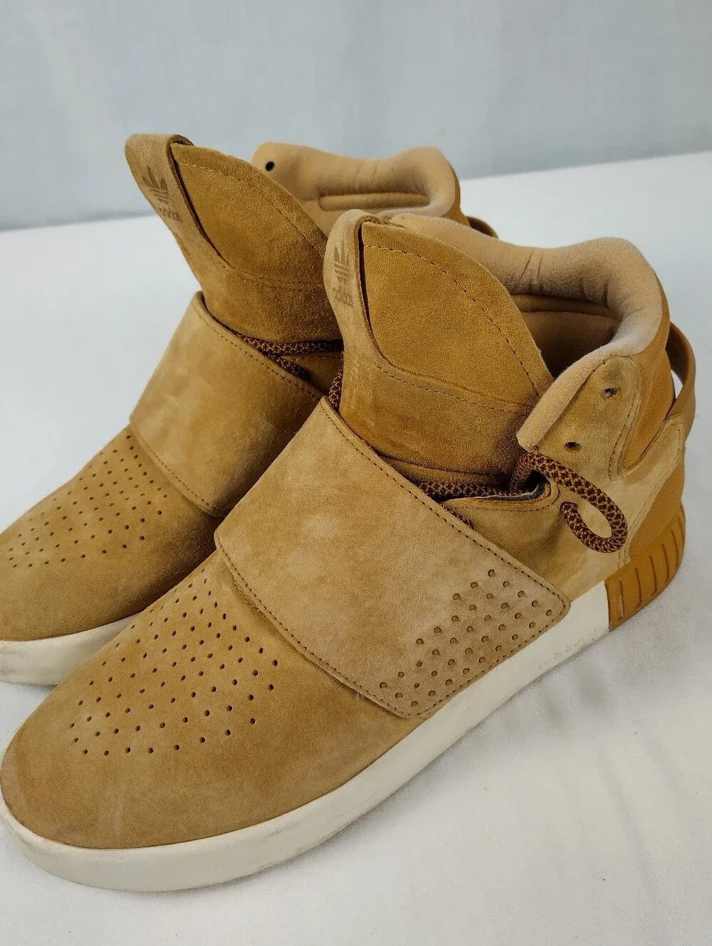 Adidas Tubular Invader Strap Men’s Size 7 Shoes Linen Khaki Rope Tie Swaude